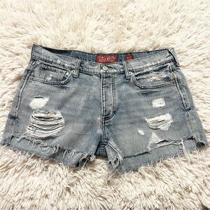Lucky Brand The Boyfriend Short Distressed Cut-off Blue Jean Shorts Size 8/29